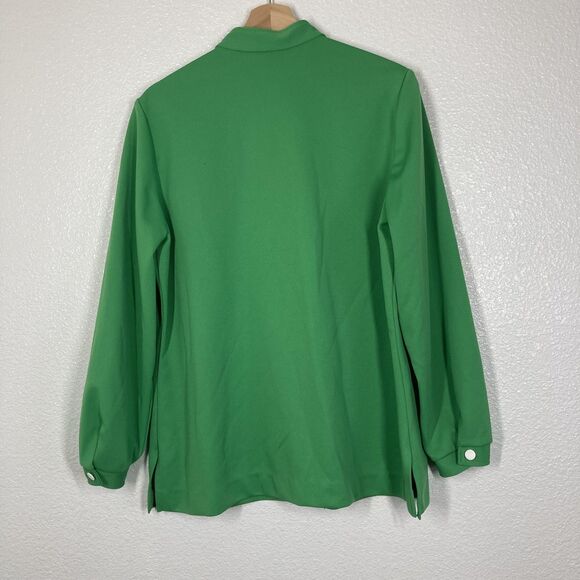 Vintage Wilroy Traveller Shirt Womens 18 Green Mandarin Collar Tunic USA 70s - Picture 12 of 16